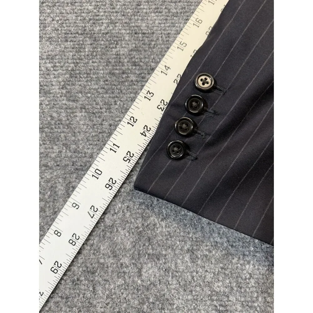 Hickey Freeman Loro Piana Super 150s Wool Mens Pinstripe Suit Jacket USA